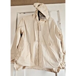 LIFE INTEGRITY EARTH women's L windbreaker full zip hood soft shell jacket ivory